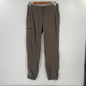 LL Bean Women Brown Cargo Pants Zip Pocket Drawstring Ankle Outdoor Size M